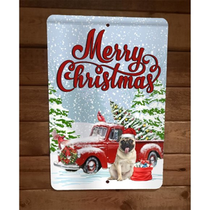 Merry Christmas Pug Dog Xmas‎ 8x12 Metal Wall Sign Animal Poster #4